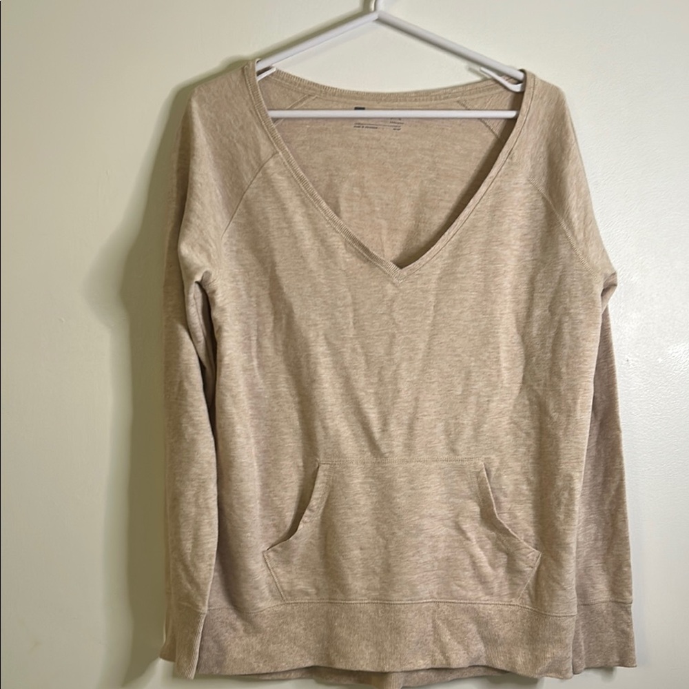 Xersion loungewear long sleeve top size small front pockets cream cotton blend